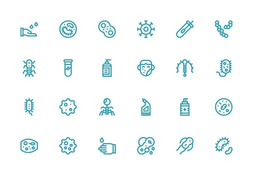 24 Icons for Bacteria in Thick Line Line Format Well-Structured Icons for Creative Use vector