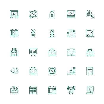 Investment Icon Set with 25 Medium Stroke Outline Graphics Clean Set for Layout Prototypes vector
