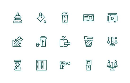 15 Regular Line Icons for Measure Graphics Multi-Style Icons for Creative Projects vector