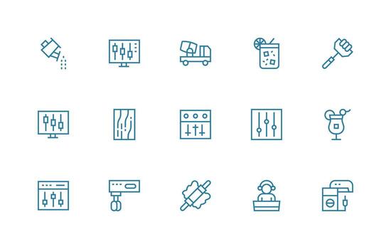 Regular Line Icons from Mixer Set with 15 Vectors Well-Structured Icons for Creative Use