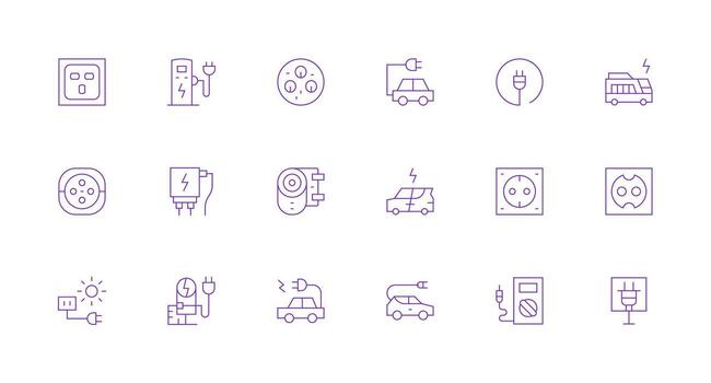18 Icons for Charging Station in Minimal Line Format Neutral Style Icons for Any Project vector