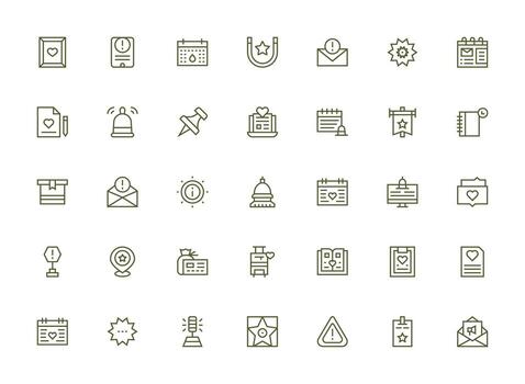 Important featuring 35 Icons in Regular Clean Line Design Quick Access Icons for UI Development vector