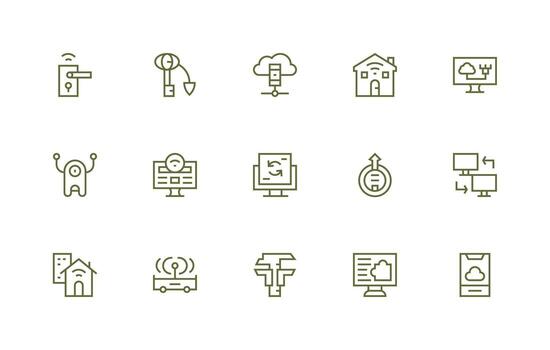 15 Regular Line Designs for Remote Access Icons Interface Icon Collection vector