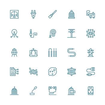 Medium Stroke Outline Style Wire Icons with 25 Vectors Balanced Icon Set for Functional Design