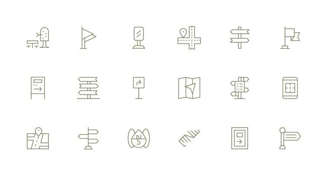 18 Icons for Wayfinding in Minimal Line Format Icon Pack for UI vector