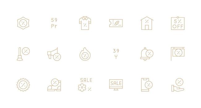 18 mínimo línea estilo íconos desde oferta colección agudo íconos para presentaciones vector