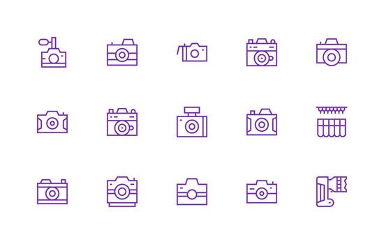 Shutter Icon Collection with 15 Regular Line Designs Basic Icon Series vector