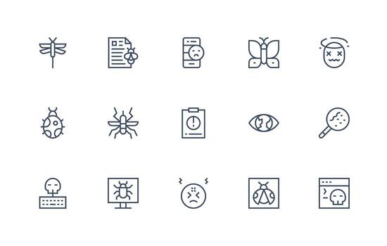 error conjunto con 15 regular línea íconos icono conjunto para web vector