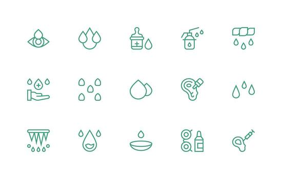 15 Regular Line Icons for Drops Graphics UI Icon Set vector
