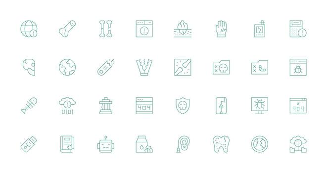 32 Icons for Broken in Thin Line Format High-Quality Icon Pack vector