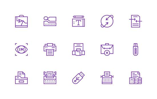 Copiar diseño íconos presentando 15 en regular línea estilo detallado icono colección para diseño sistemas vector