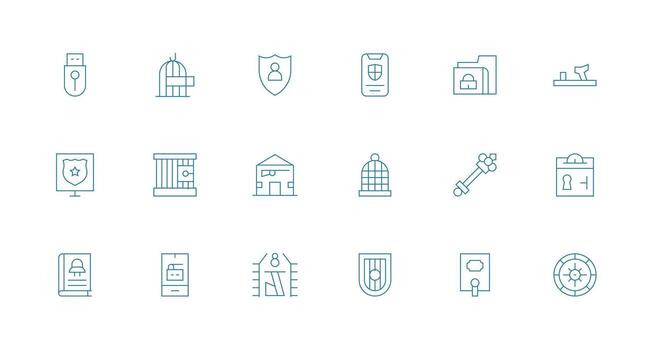 Lock featuring 18 Icons in Minimal Line Design Organized Glyph Icons for Fast Design vector