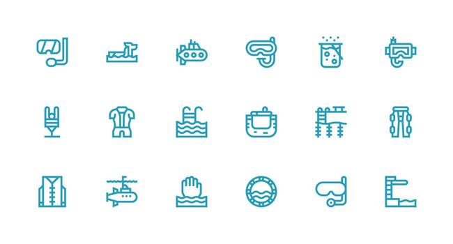 18 Icons for Diving in Strong Stroke Line Format Multi-Style Icon Collection vector