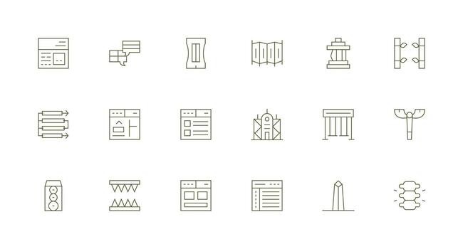 columna conjunto con 18 mínimo línea íconos lleno icono biblioteca para ui diseñadores vector