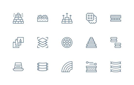 Regular Line Style Layers Icons with 15 Vectors Basic Icon Series