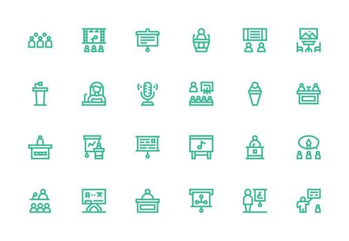 24 Icons for Lecture in Thick Line Line Format Neat Icon Set vector