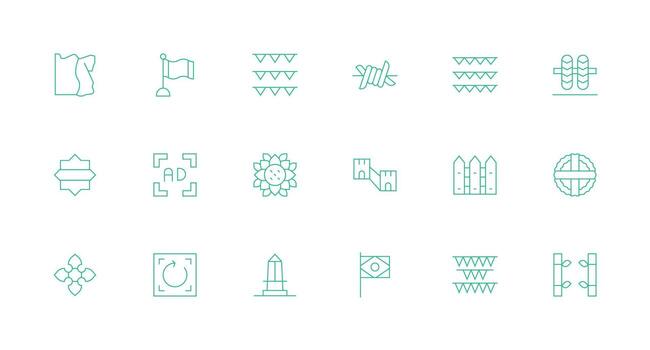 18 Minimal Line Style Icons from Border Collection Style Icon Set vector