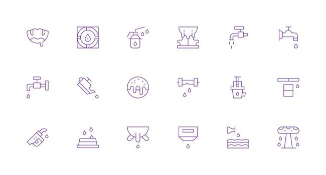 Dripping Visual Pack containing 18 Minimal Line Icons Scalable Icons for All Themes vector