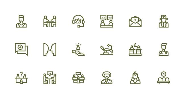 Consultation Design Icons featuring 18 in Strong Stroke Line Style Interface Icons for Daily Use vector