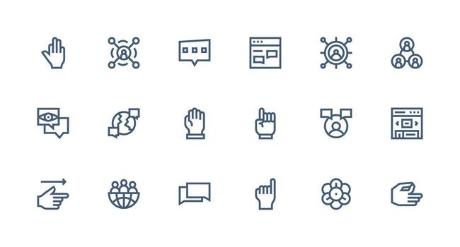 Interacción visual paquete conteniendo 18 fuerte carrera línea íconos interfaz icono colección vector