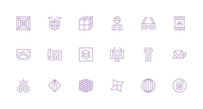 mínimo línea estilo 3d íconos con 18 vectores neutral estilo íconos para ninguna proyecto