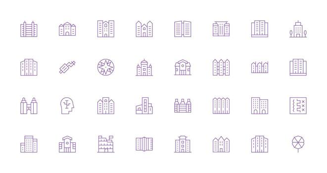 complejo visual paquete conteniendo 32 Delgado línea íconos multi-estilo icono colección vector