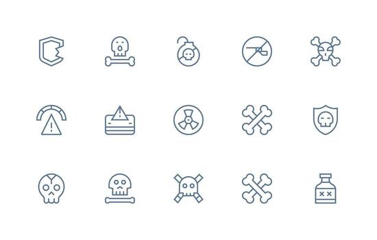 15 Regular Line Designs for Unsafe Icons Minimal Icon Set for Interface Projects vector