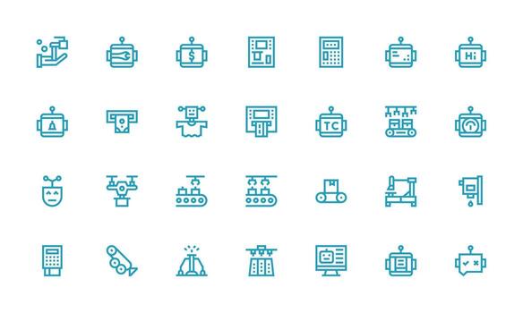 Automated Icon Set with 28 Bold Line Graphics Web Icon Collection vector