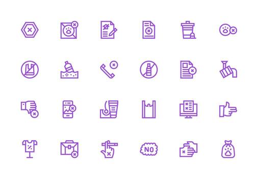 Refuse Set with 24 Thick Line Line Icons Interface Icons for Daily Use vector