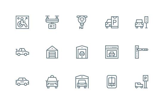Regular Line Icons from Parking Set with 15 Vectors Interface Icons for Daily Use