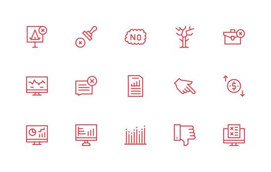 Regular Line Icons from Decline Set with 15 Vectors Simple Icons for Interface and Wireframes