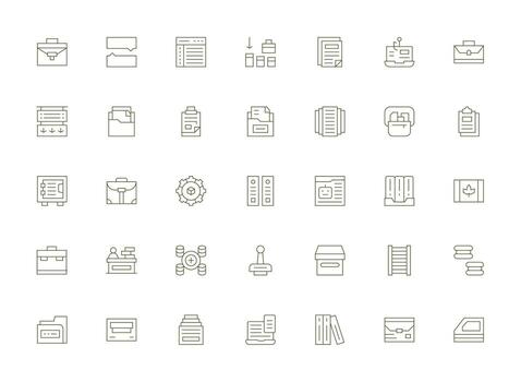 35 ligero línea íconos para archivos gráficos limpiar conjunto para diseño prototipos vector