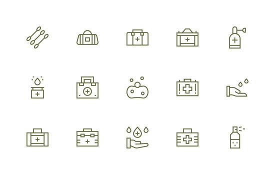 antiséptico incluso 15 regular línea ilustraciones interfaz icono colección para diario proyectos vector
