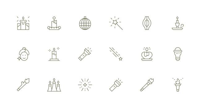 Glow Icon Collection with 18 Minimal Line Designs Icon Set for Web vector