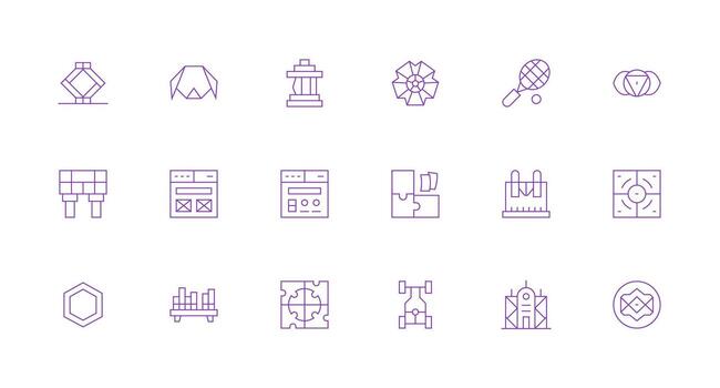18 Framework Icons in Minimal Line Aesthetic Neatly Designed Icons for Web Platforms vector