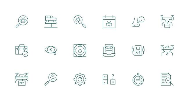 Inspection Icon Set with 18 Minimal Line Graphics Clean Set for Layout Prototypes vector