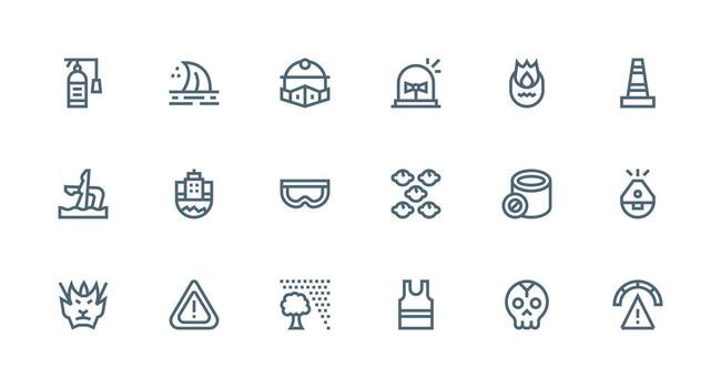 Hazard Icon Set with 18 Strong Stroke Line Graphics Reliable Icons for All Interfaces vector