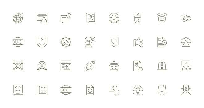 fracaso conjunto con 32 Delgado línea íconos de múltiples fines icono conjunto vector