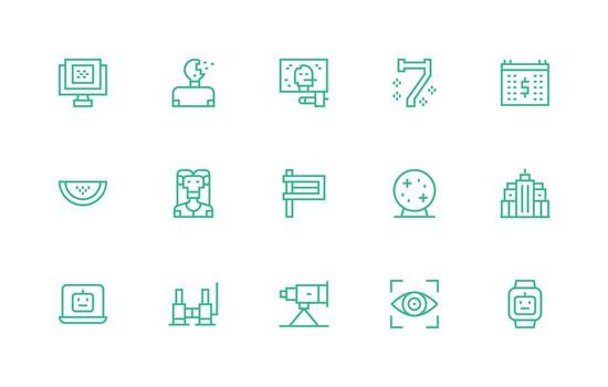 15 Pixelated Icons in Regular Line Aesthetic Neatly Designed Icons for Web Platforms vector