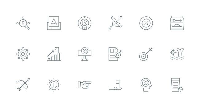 18 Minimal Line Icons for Target Graphics Simple Icon Pack vector