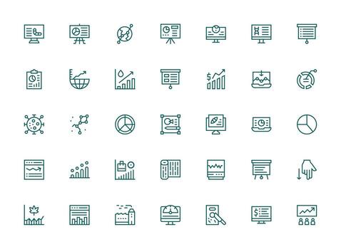 Regular Clean Line Icons from Graph Set with 35 Vectors Core Icon Collection for Daily Tasks