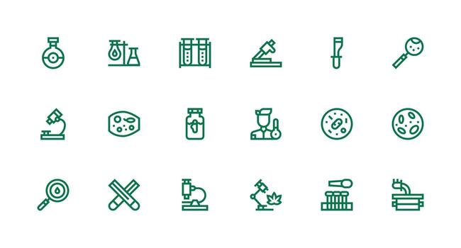 Microscope Icon Set with 18 Strong Stroke Line Graphics Scalable Icons for Cross-Platform Interfaces vector