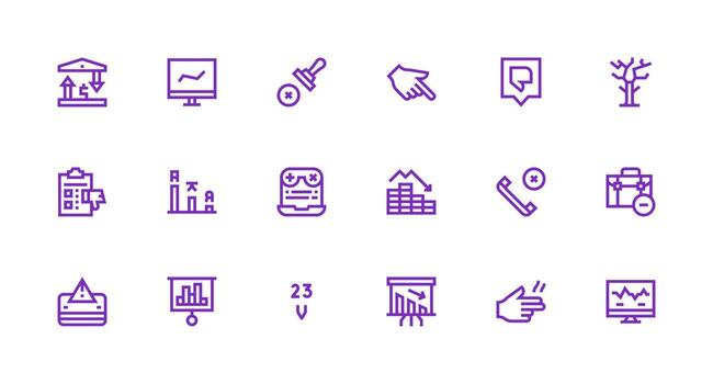 18 Icons for Decline in Strong Stroke Line Format Pixel Perfect Icons for Modern Apps vector