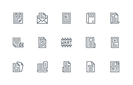 Regular Line Icons from Word Set with 15 Vectors Organized Pack for Project Assets