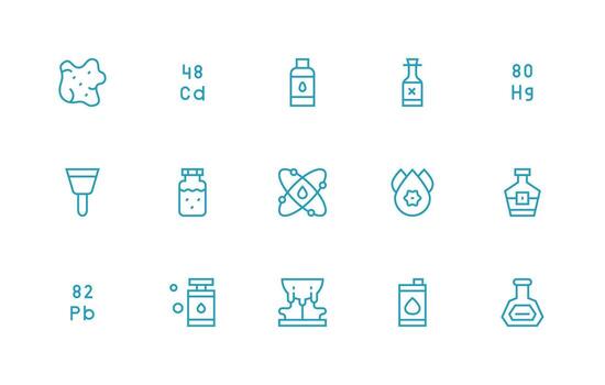 15 Substance Icons in Regular Line Aesthetic Customizable Icon Series for Mobile Screens vector