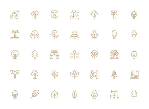 Regular Clean Line Icons from Tree Set with 35 Vectors UI-Ready Icon Collection