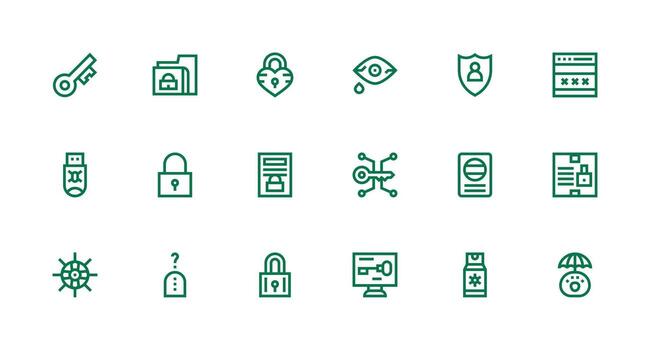 Password featuring 18 Icons in Strong Stroke Line Design Core Icon Collection for Daily Tasks vector