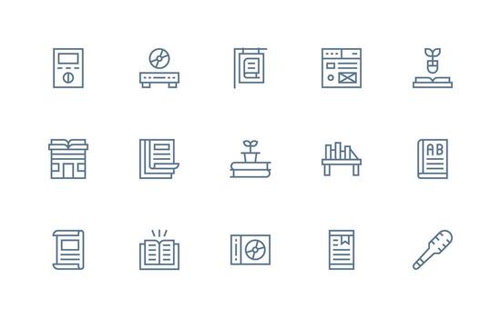 regular línea íconos desde leyendo conjunto con 15 vectores icono conjunto