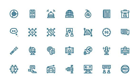 28 negrita línea vectores para comunicación tema completar icono haz para web diseño