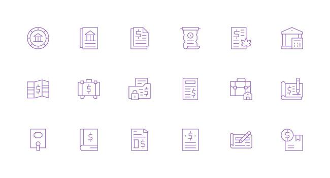 18 Minimal Line Style Icons from Ledger Collection Simplified Icon Pack for Visual Tools vector